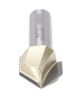 Solid 1/2 Inch Shank 90 Degree V Groove Router Bit Made With Tungsten Carbide For Cutting MDF Plywood Woodwork And Soft Metal Projects Smooth And Reliable! close-up view.