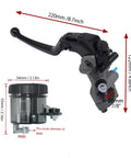 Seven Eighths Inch Universal CNC Hydraulic Brake Clutch Master Cylinder Kit with 8.7 inch lever and reservoir measurements