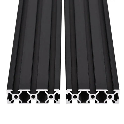 20 Series T Slot 2060 Aluminum Extrusion Profile 19.7 Inch Black Anodized European Standard Linear Rail For 3D Printers CNC DIY Projects 500mm Length Pro Grade Build Ready Heavy Duty Frame showing detailed profile view of 2 pieces