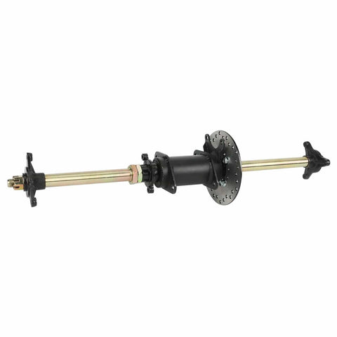 28 Inch Rear Axle Kit With Hand Brake Caliper For Go Karts And ATVs Includes 3 Stud Hubs And 25 Inch Spacing Sprocket Cover And Brake Disc