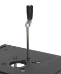 Top Shelf Manual Router Lift Table Kit With Precision Insert Base Plate And Heavy Duty Aluminum Workstand for adjusting height settings.