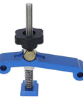 Super Cool Anu Limen T Track Clamp In Vivid Blue for hold downs on CNC routers, featuring adjustable height and spring mechanism.
