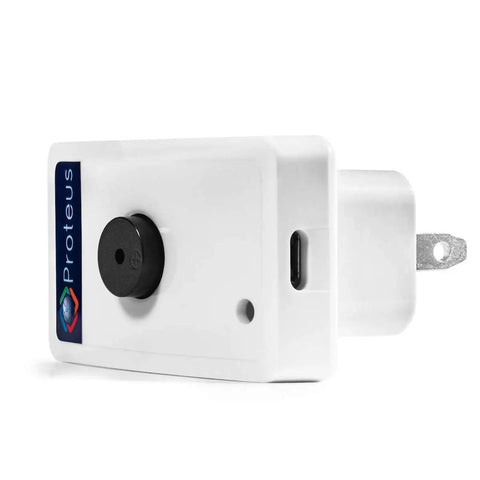 Smart WiFi Electric Load Sensor With Email And Text Alerts See When Your Motors Pumps Or Gadgets Turn On Or Off Works Over Your Home Or Office Network No Hub Required Includes 12 Ft Cable Simple Setup device side view with plug