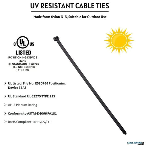 Heavy Duty 14 Inch Black Zip Ties 1000 Pack Self Locking UV Resistant Nylon Cable Ties 50 Lbs Tensile Strength