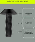Single black umbrella head bolt from Beefy Titanium M5x15 Bolts 4 Pack Ultra Strong Corrosion Resistant Screws For Bikes And Motorcycles