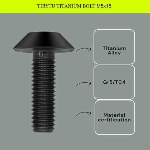 Single black umbrella head bolt from Beefy Titanium M5x15 Bolts 4 Pack Ultra Strong Corrosion Resistant Screws For Bikes And Motorcycles