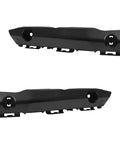 Pair of black plastic front bumper cover brackets/retainers for Toyota Camry 2015–2017.