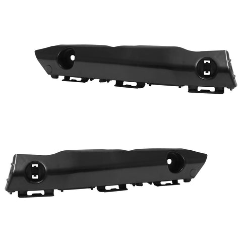 Pair of black plastic front bumper cover brackets/retainers for Toyota Camry 2015–2017.