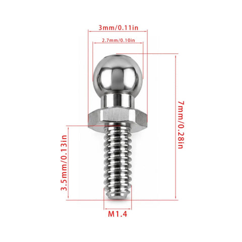 Miniature Vehicle Ball Head Screw Kit M1 Shoulder Bolts Set for RC Cars and Models Machined Metal Finish Dope for Maintenance DIY Builds Model Crafting and Hobby Projects, M1.4 x 7mm