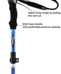 Go-To Ultralight Aluminum Collapsible Trekking Pole for Travel and Hiking, blue EVA foam handle with wrist strap detail