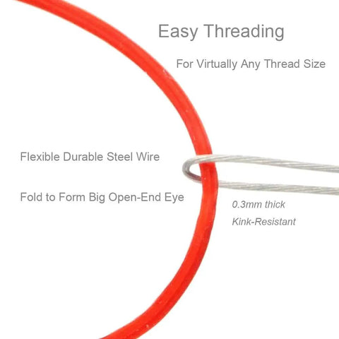 Flexible 0.3mm Steel Wire Big Eye Embroidery Beading Needle Set Open End For Any Thread Size Durable Collapsible Design Great For Jewelry Making