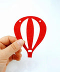 Hand holding red felt hot air balloon piece from Colorful Felt Hot Air Balloon Garland Two Pack Banner Easy To Set Up For Birthday Party Sky Theme Wall Decor With 20 Colorful Balloons Included Ropes And Plastic Needles.