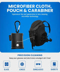 Purgenic microfiber cloth with carabiner pouch; 6-pack glasses and lens cleaning set