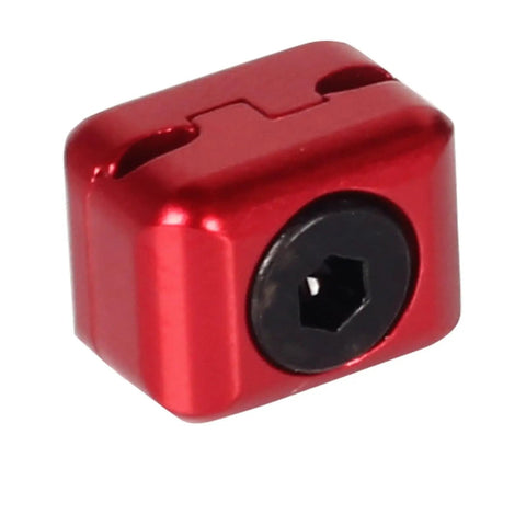 Red aluminum alloy cable clamp with black screw for Two Pack Compound Bow Drop Away Rest Fasteners Buckle Clips For Arrow Rest Clamps Archery Accessories Aluminum Alloy Metal Black Red Finish Easy Install Cable Clamp Adjustment