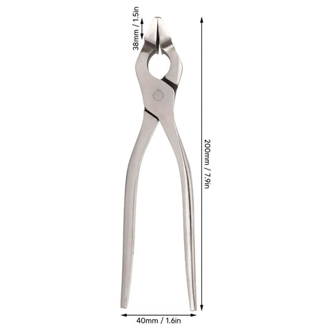 Leather Craft Flattening Pliers Stainless Steel Flat Pliers with dimensions for precise leather edge finishing.