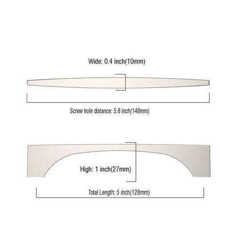 Dimensions of 10 Pack 5 Inch Brushed Satin Nickel Cabinet Handles For Kitchen Cabinets Cupboards And Drawers, shown in diagram