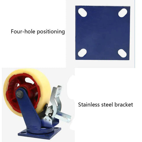 Beefy Heavy Duty Caster Wheel With Iron Core And Nylon Wheel Brake Equipped Universal Cart Wheel 1000kg Load Capacity