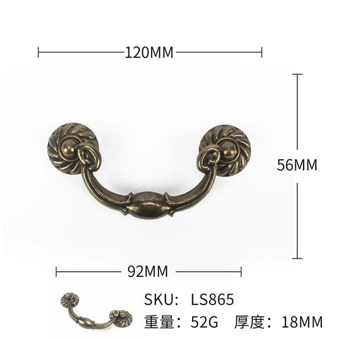Dimensions of European Style Zinc Alloy Cabinet Handle And Drawer Pull For Doors And Furniture Matte Black Vintage Hardware.