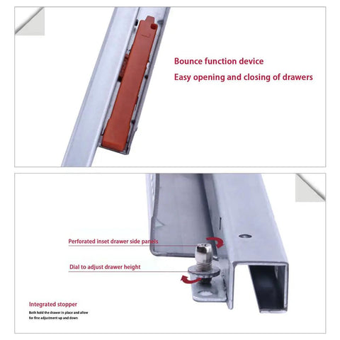 Close-up of Push To Open Soft Close Drawer Slides With Slick Hidden Mounting And No Handle 25 Kg Load Capacity 250 To 500 MM Length