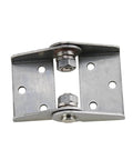 Front view of stainless steel 304 adjustable damping hinge with mounting plates, 1 piece.