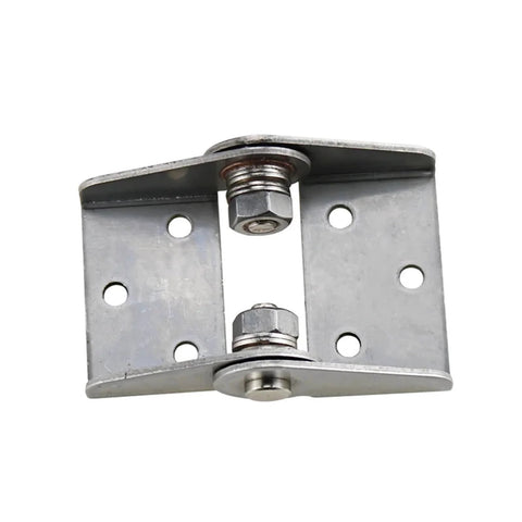Close-up of adjustable damping hinge in stainless steel 304 for industrial cabinets, 1.0 N.m