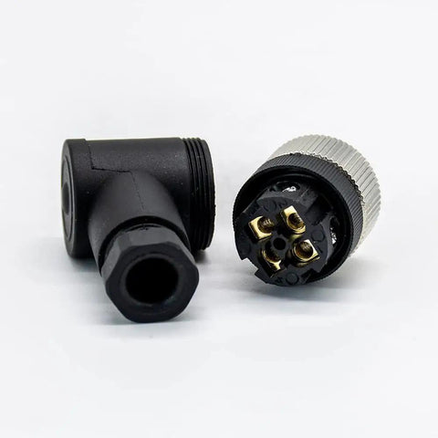 Field Ready 4 Pin Right Angle Plug And Play M12 Style Circular Sensor Connector Socket with screw locking