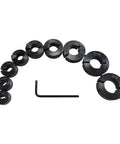Pro Grade Drill Stop Bit Collar Set With Wrench 9 Piece for Precise Hole Depths from One Eighth to Five Eighth Inches