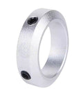 Aluminum Alloy Shaft Locator Stop Collar With Screws Features Anodized Finish For Machinery With Single Split Clamp Boosts Grip Power For Mounting Without Vibration Slip For Hardcore Pros Doing Work Daily. silver aluminum alloy shaft stop collar with two set screws