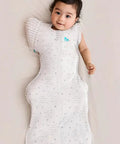 Swaddle Up Transition Bag With Arms Up Design For Easy Arm Out Sleep, Ultra Breathable Cotton Sleep Sack For Spring And Summer, Twin Zip, 0.2 Tog.