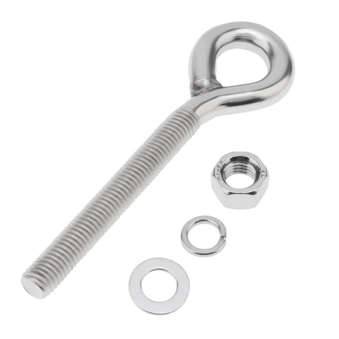 Two Pack M12 Eye Bolts With Nuts And Washers One Half Inch By Three Point Five Inch Long Shank Threaded Rod Round Hook Eyelet Bolts Five Point Six Inch Total Length 304 Stainless Steel Rust Resistant For Indoor And Outdoor Lifting Ring Bolts.
