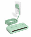 Premium 10 In 1 Power Strip With 20W PD Fast Charging, 9.8 Ft Snag Free Extension Cord, Six Usb Ports, And Four Grounded Ac Outlets For Road Trips And Your Daily Tech Rig with mint green finish.