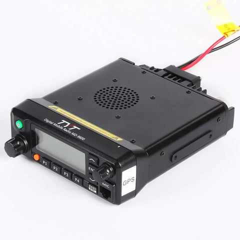 MD9600 GPS DMR Dual Band 50 Watt Mobile Radio for Cars and Trucks with AES256 Encryption and Built In GPS, top view.