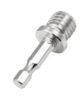 Heavy Duty Quarter Inch Hex Shank Drill Adapter With M14 Screw Thread Connecting Rod For Angle Grinders And Polishers, steel built, detailed view.