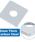 100 Piece Galvanized Square Plate Fender Washers 5/8 Inch Inner Diameter With 2 Inch Outer Dimension And Heavy 1/5 Inch Thickness Perfect For Construction Jobs And Industrial Equipment To Stop Nuts From Loosening. Square galvanized washer with a round hole and 5/8" ID.