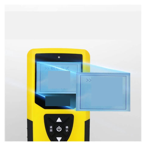 Close-up of Dead On Stud Finder And Wall Scanner detecting signals on screen, showing accurate readings for pipes and cables.
