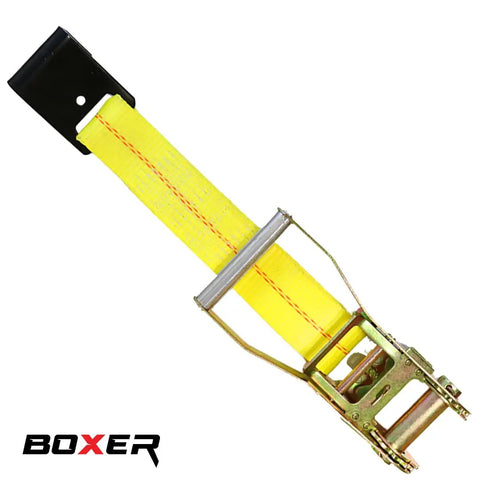 2 Inch By 1 Foot Flat Hook Beefy Replacement Ends 2 Pack For Heavy Duty 2 Inch Ratchet Straps Up To 10000 Lbs For Flatbed Trucks And Trailers Black And Yellow Polyester Webbing, flat hook end