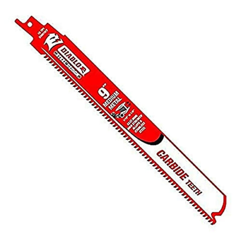 Beefy Carbide Tooth Reciprocating Saw Blades For Medium Metal, 9 Inch Length, 10 TPI, 3 Pack, Enhanced Blade Connection