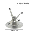 Stainless steel 4-point blade from Two Pack Blender Replacement Parts Kit With Ice Crusher Blades And Four Rubber O Rings Sealing Gaskets