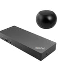Rock Solid Thunderbolt 4 Dock With 100w Charging And 4k Screen Support Featuring Hdmi USB C And Displayport Plus Bluetooth Mini Speaker.