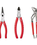 Alloy Steel Pliers Set 3 Pack With Red Handles Durable Multi Tool For Everyday Repairs Pro Grade Grip And Precision
