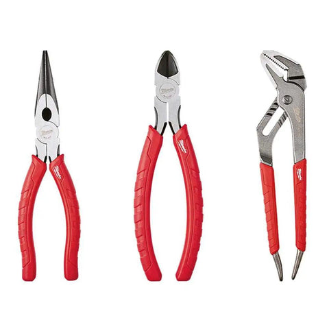 Alloy Steel Pliers Set 3 Pack With Red Handles Durable Multi Tool For Everyday Repairs Pro Grade Grip And Precision
