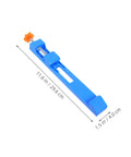 2pcs Adjustable Wood Cutting Positioning Clamps For Your Circular Saw Rail shown in blue color with measurement markings for accurate cutting.