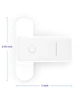 Super Tough Door Pinch Guards Two Pack White Hinged Stopper Blocks with dimensions 3.75 inch by 3 inch for baby safety.