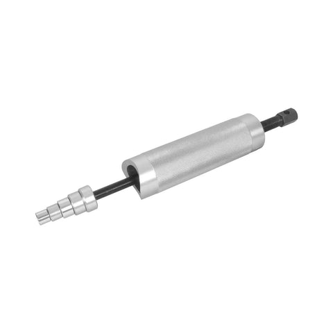 Heavy Duty Piston Pin Puller For Small Engine Rebuilds With Five Metric Adapters and aluminum alloy construction tool with textured handle.