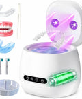 Ultrasonic Retainer Cleaner With 45kHz Power And Four UV Lights, Rechargeable W200 Model showcasing cleaning accessories.