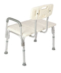 Back view of Tub Transfer Bench With Backrest For Bathtub Height Adjustable Shower Chair Safe Senior Bath Seat Heavy Duty Non Slip Feet