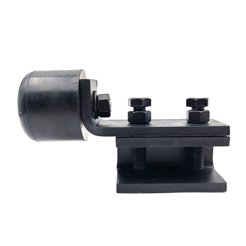 Side view of Heavy Duty Trolley Assembly For I Beam With Electric Hoist Limit, showing strong carbon steel build and large rubber buffer pads.