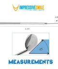 Stainless Steel Dental Mirror 6.5 Inch With Handle, Handy Dental Inspection Tool for Teeth Cleaning and Plaque Check, Eyelash Extensions and Makeup Inspection Mirror, Do It All Precision Mirror for Home Clinic Auto Interior, stainless steel mirror with 6.3in handle and 0.9in head, 45° angle