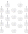 Round Plastic Furniture Sliders For Chairs And Sofas, 0.94 Inch White Floor Protectors with nails visible upright.