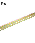 2 Pack DIN Rail Slotted Iron Mounting Guide 16 Inch Long 35mm Wide 7.5mm High Bronze Tone For Electrical Installations